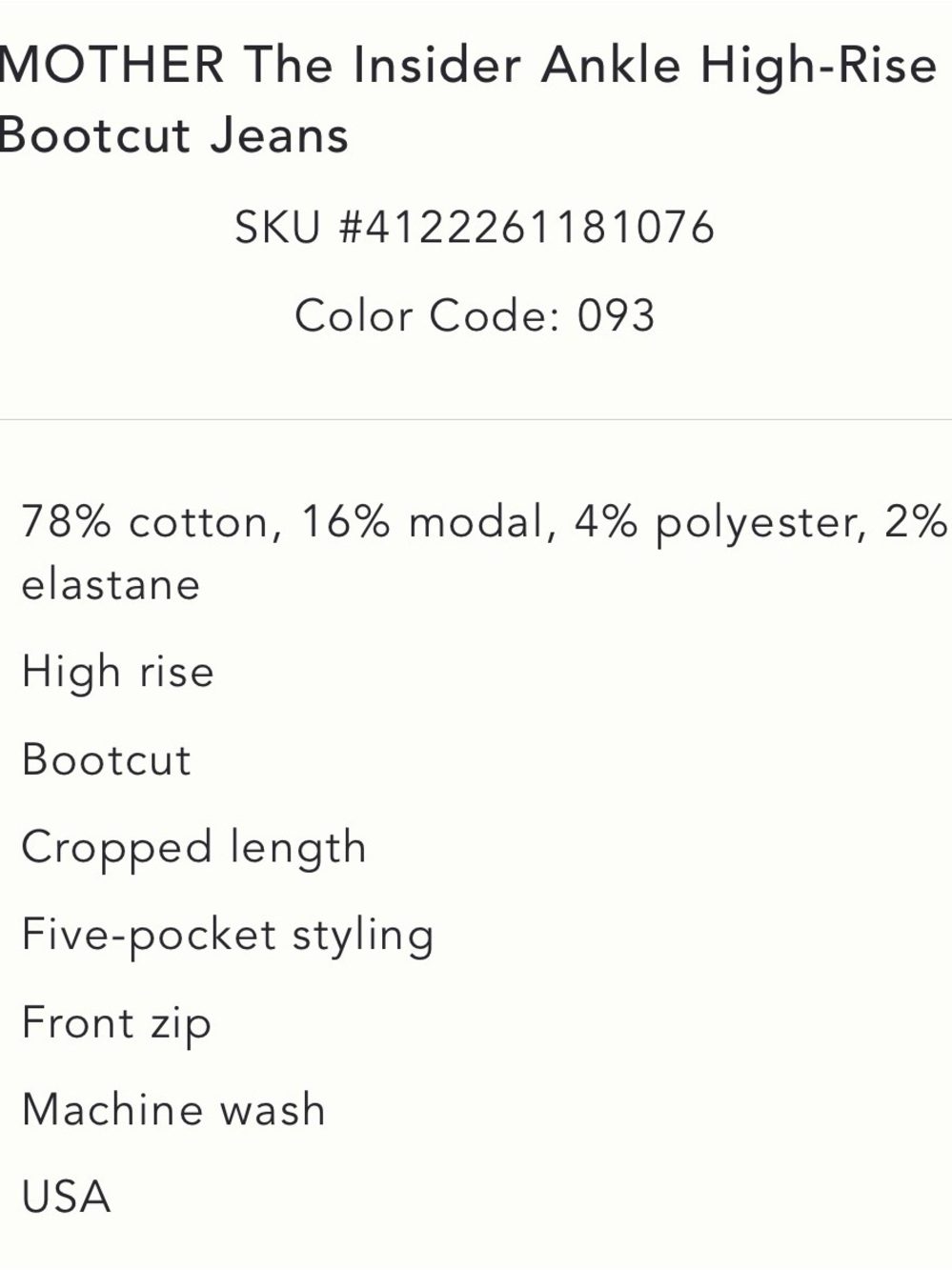 MOTHER the Insider Cropped bootcut Jeans NWT - Picture 6 of 6